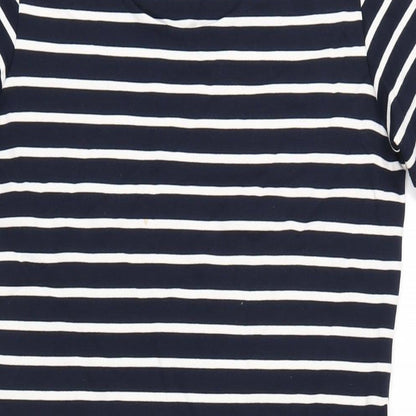 Crew Clothing Womens Blue Striped Viscose Bodycon Size 12 Scoop Neck Pullover