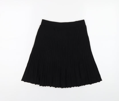 Princess Polly Womens Black Viscose Pleated Skirt Size M