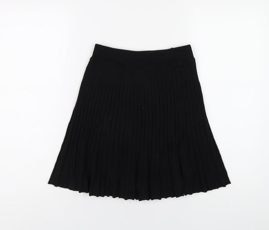 Princess Polly Womens Black Viscose Pleated Skirt Size M