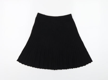 Princess Polly Womens Black Viscose Pleated Skirt Size M