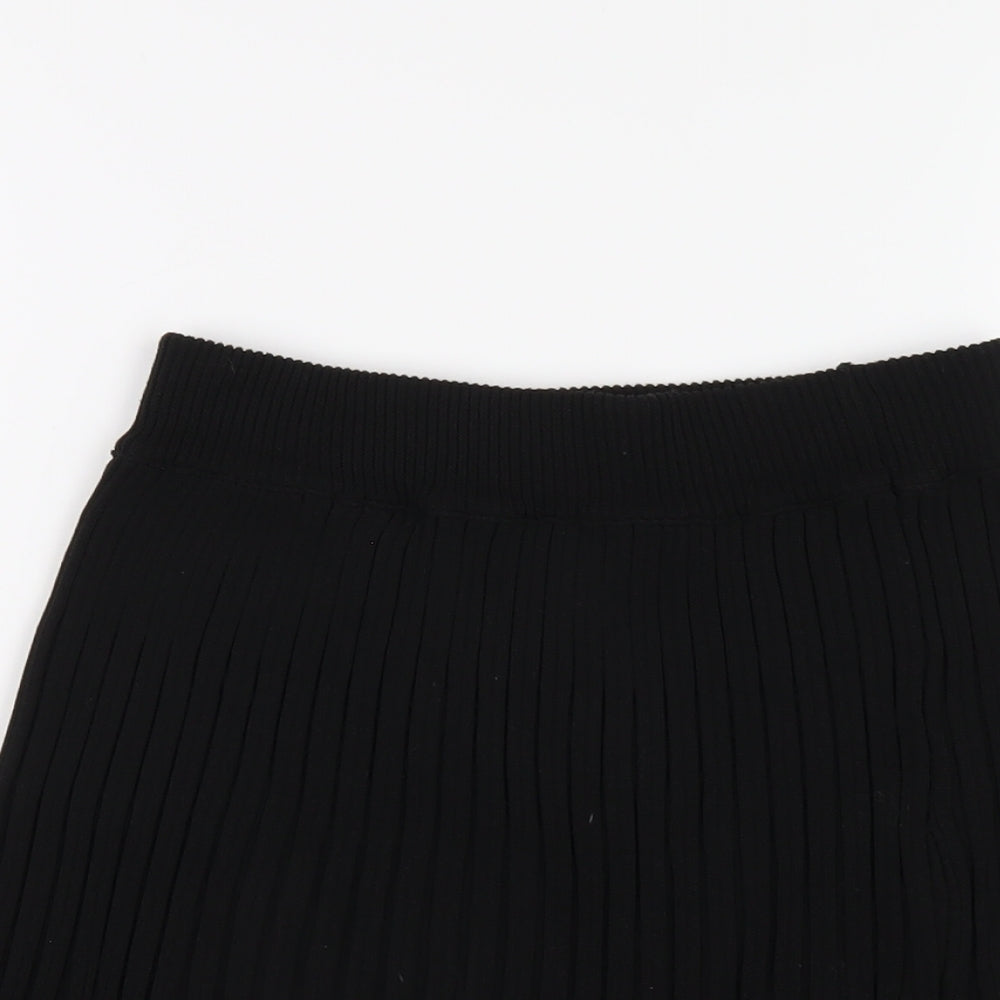 Princess Polly Womens Black Viscose Pleated Skirt Size M