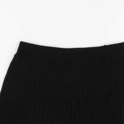 Princess Polly Womens Black Viscose Pleated Skirt Size M