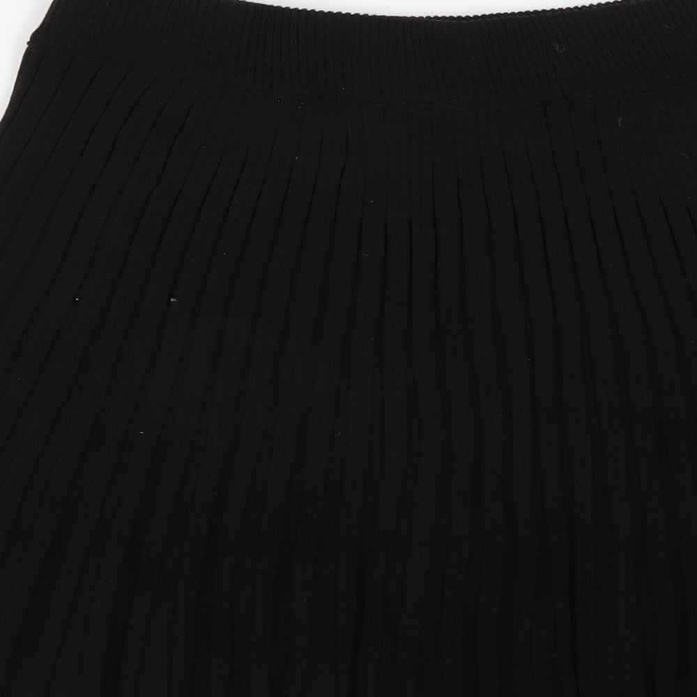 Princess Polly Womens Black Viscose Pleated Skirt Size M