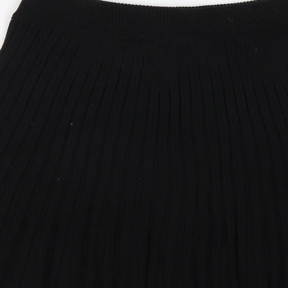 Princess Polly Womens Black Viscose Pleated Skirt Size M