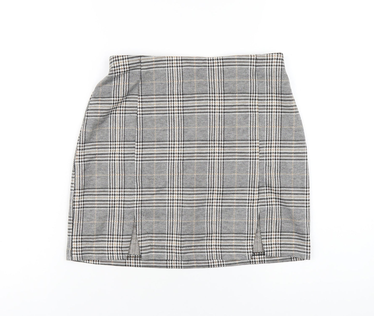 H&M Womens Grey Plaid Polyester Mini Skirt Size S
