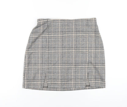 H&M Womens Grey Plaid Polyester Mini Skirt Size S