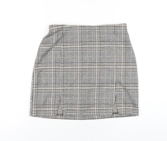 H&M Womens Grey Plaid Polyester Mini Skirt Size S