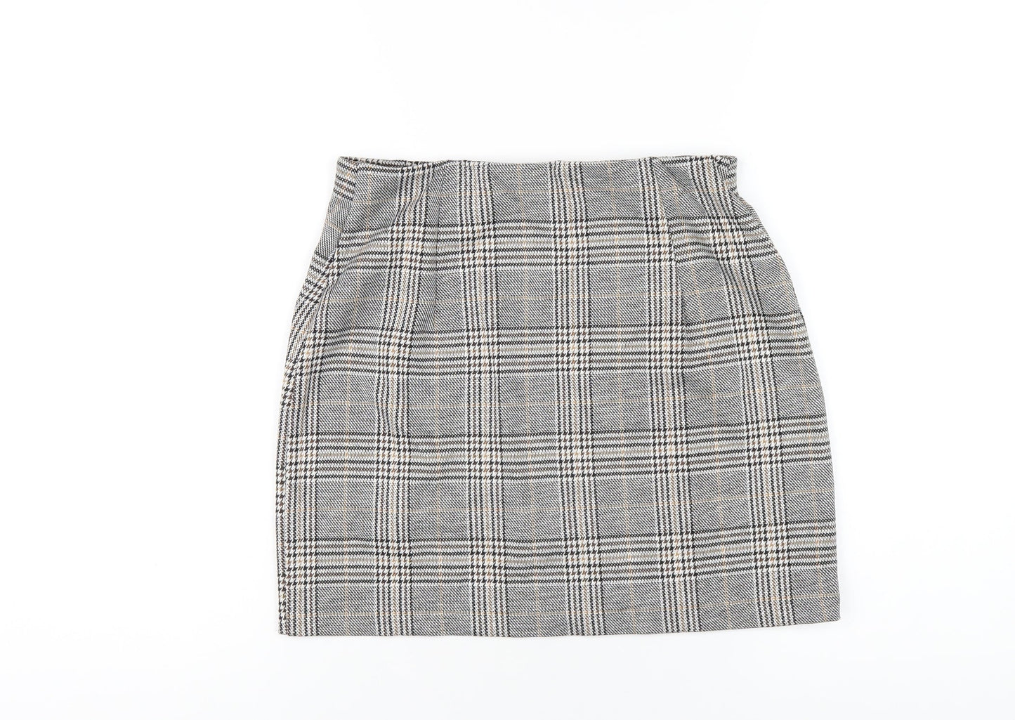 H&M Womens Grey Plaid Polyester Mini Skirt Size S