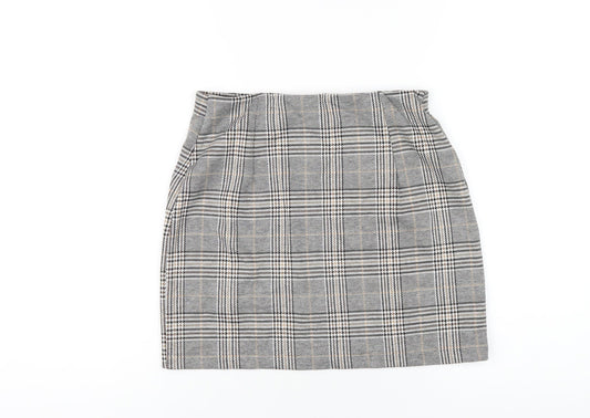 H&M Womens Grey Plaid Polyester Mini Skirt Size S