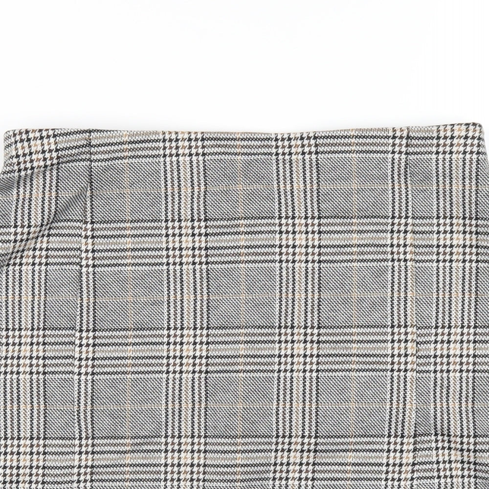 H&M Womens Grey Plaid Polyester Mini Skirt Size S