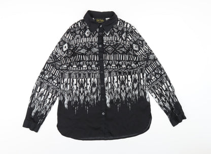 Womens UK Size XS Bob Mackie Black Basic Button-Up