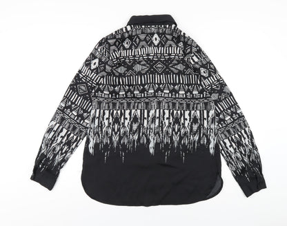 Womens UK Size XS Bob Mackie Black Basic Button-Up