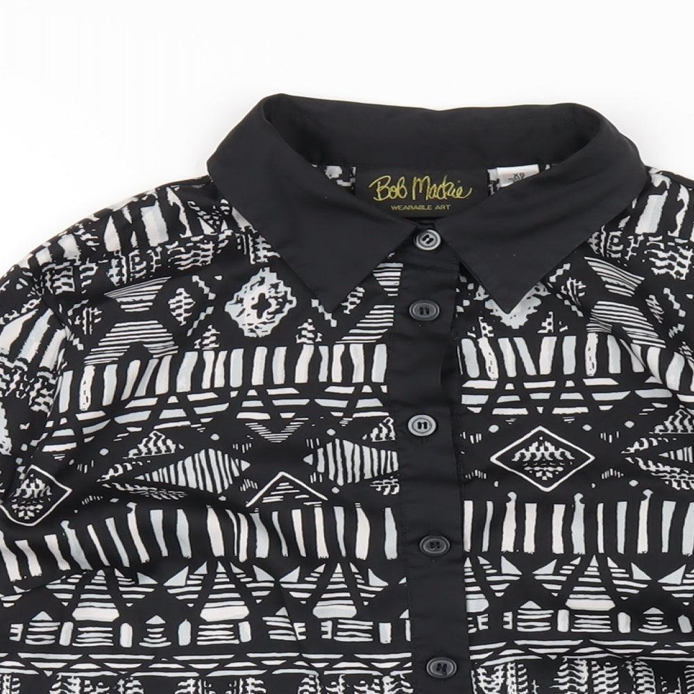 Womens UK Size XS Bob Mackie Black Basic Button-Up