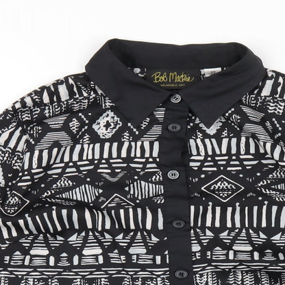 Womens UK Size XS Bob Mackie Black Basic Button-Up