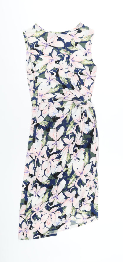 Mela London Womens Multicoloured Floral Polyester Bodycon Size 10 Round Neck Pullover