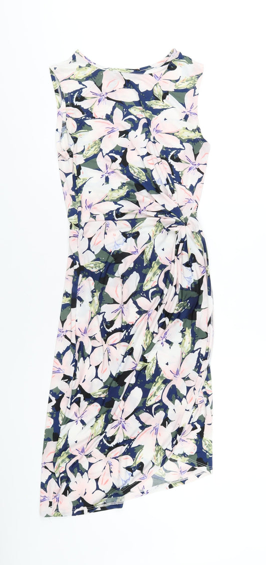 Mela London Womens Multicoloured Floral Polyester Bodycon Size 10 Round Neck Pullover