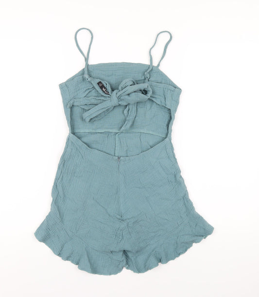 Nasty Gal Womens Blue Polyester Playsuit One-Piece Size 8 Zip