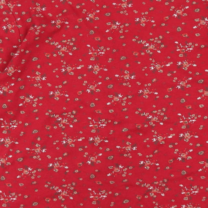 Bonmarché Womens Red Floral Polyester Basic T-Shirt Size S Scoop Neck