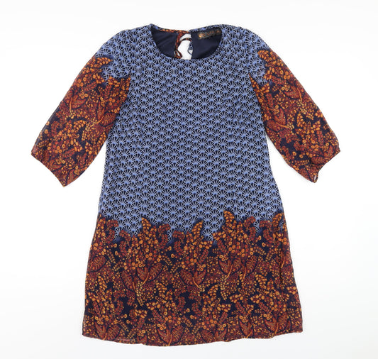 QED London Womens Multicoloured Geometric Polyester A-Line Size 8 Round Neck Tie