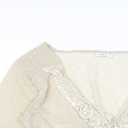 b.young Womens Beige Polyester Basic Blouse Size M V-Neck