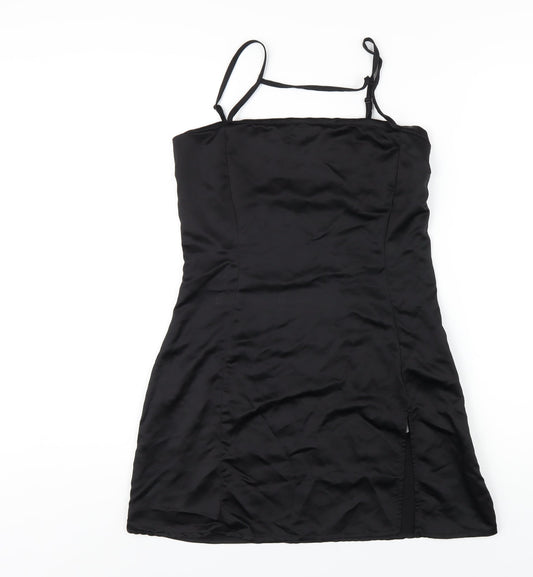 As You Womens Black Polyester Mini Size 10 Square Neck Zip