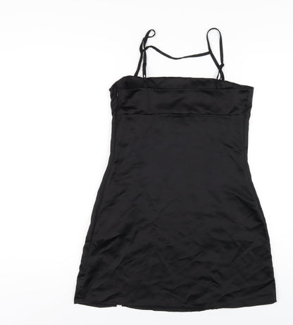 As You Womens Black Polyester Mini Size 10 Square Neck Zip