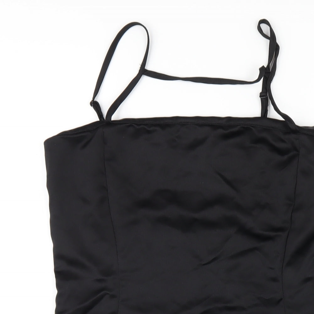 As You Womens Black Polyester Mini Size 10 Square Neck Zip