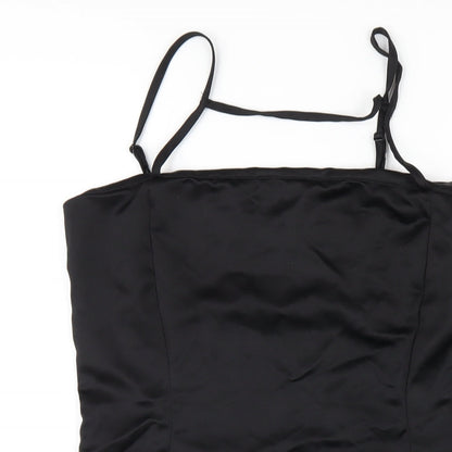 As You Womens Black Polyester Mini Size 10 Square Neck Zip