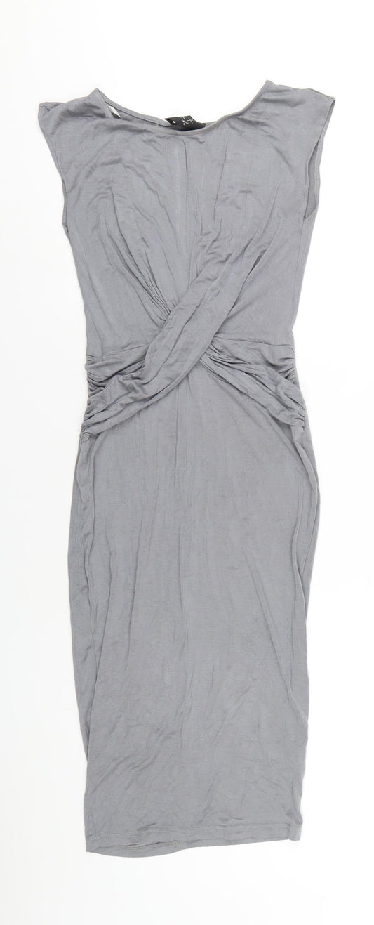 AX Paris Womens Grey Viscose Bodycon Size 8 Round Neck Pullover