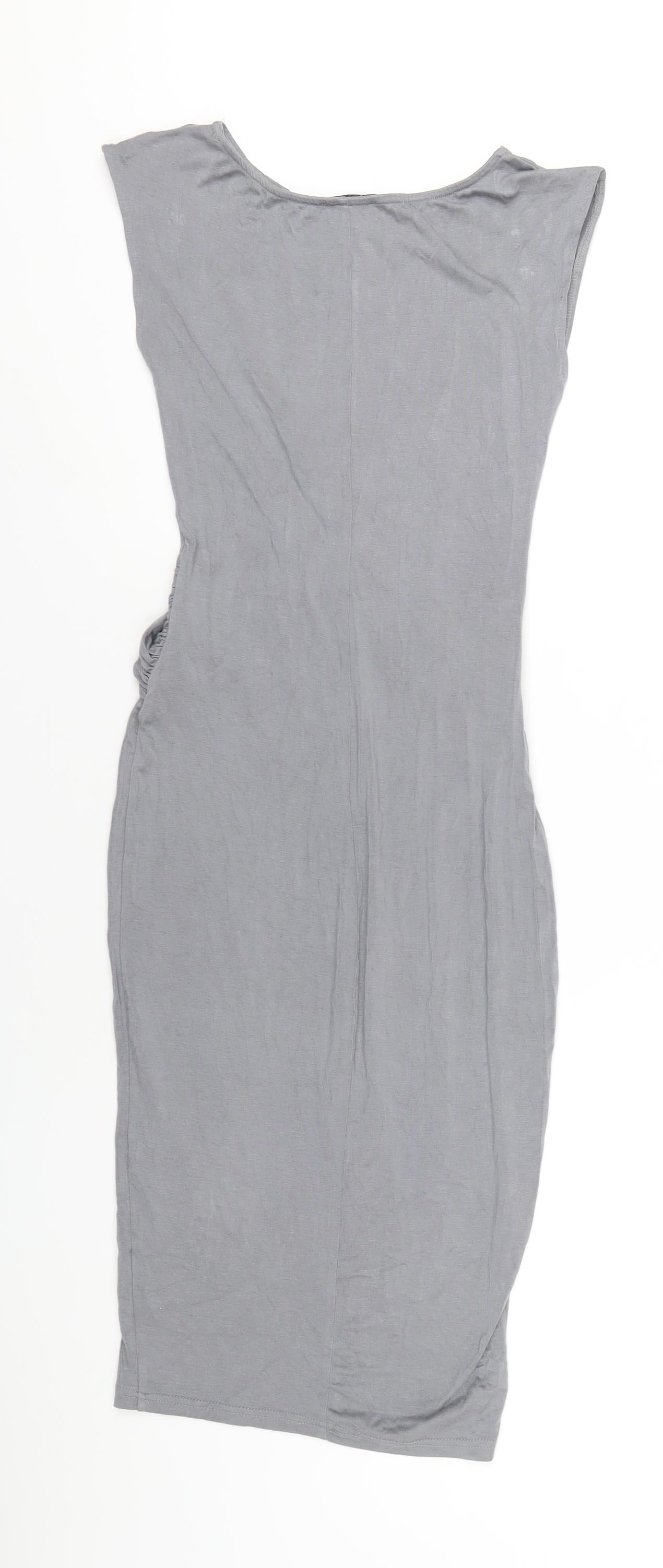 AX Paris Womens Grey Viscose Bodycon Size 8 Round Neck Pullover