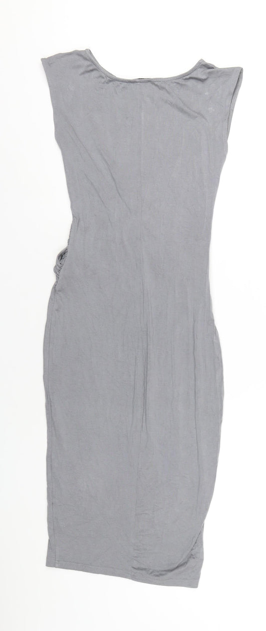AX Paris Womens Grey Viscose Bodycon Size 8 Round Neck Pullover