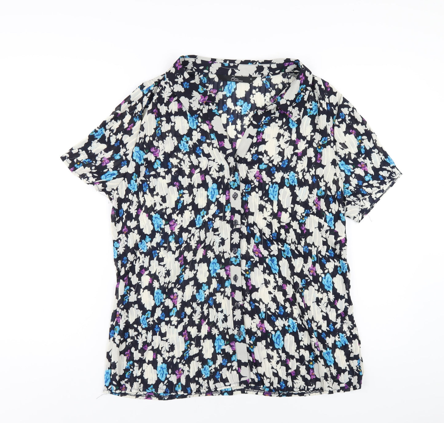 Bonmarché Womens Multicoloured Floral Polyester Basic Button-Up Size 22 Collared