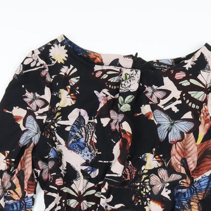 Miss Selfridge Womens Multicoloured Floral Polyester Playsuit One-Piece Size 12 Zip