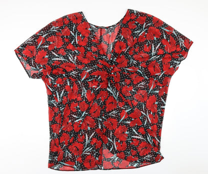 Bonmarché Womens Multicoloured Floral Polyester A-Line Size L V-Neck Pullover