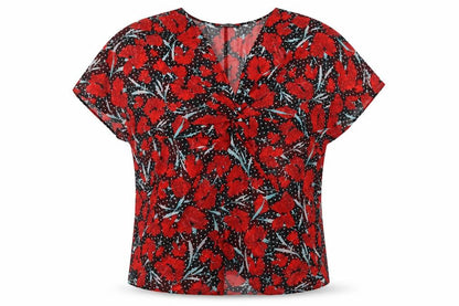 Bonmarché Womens Multicoloured Floral Polyester A-Line Size L V-Neck Pullover