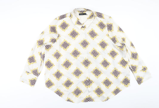Autograph Womens Multicoloured Geometric Polyester Basic Button-Up Size 22 Collared