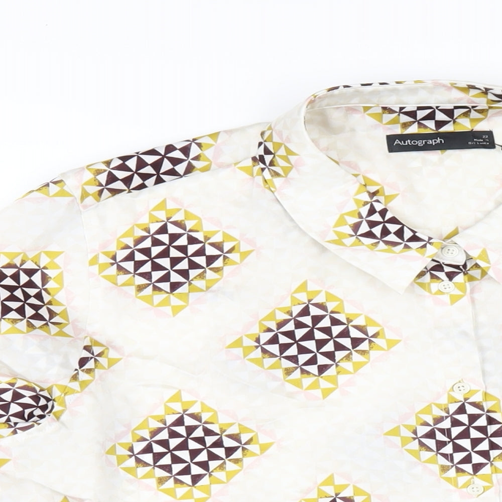 Autograph Womens Multicoloured Geometric Polyester Basic Button-Up Size 22 Collared