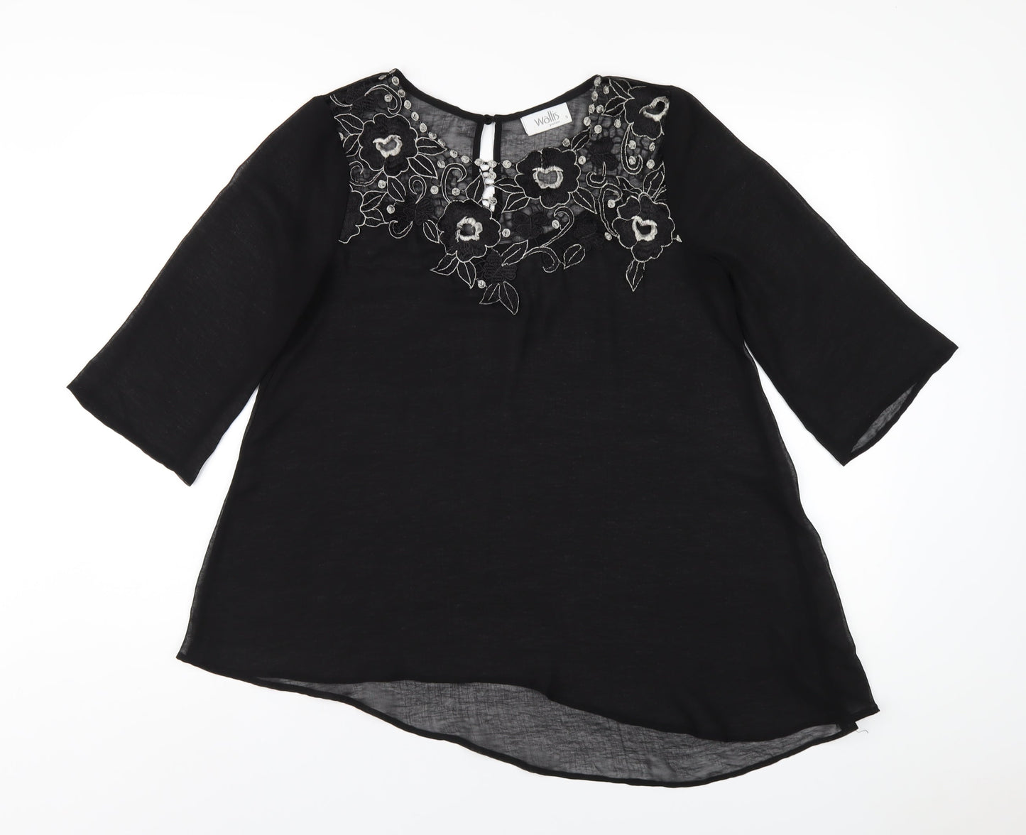 Womens UK Size S Wallis Black Basic Blouse