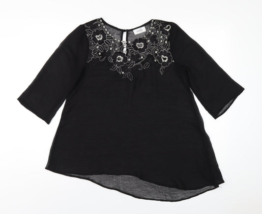Womens UK Size S Wallis Black Basic Blouse