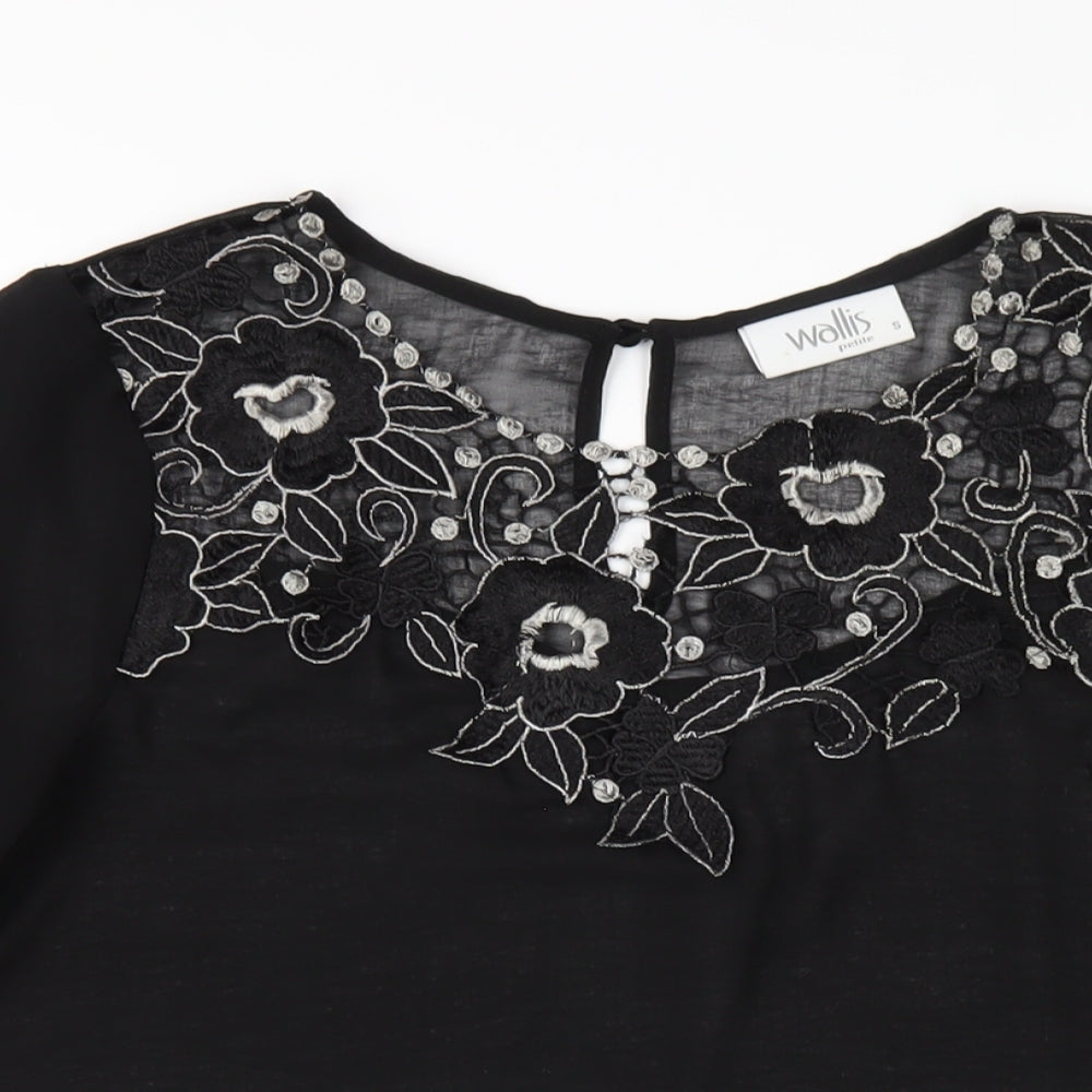 Womens UK Size S Wallis Black Basic Blouse