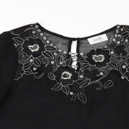 Womens UK Size S Wallis Black Basic Blouse