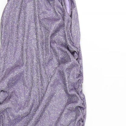 H&M Womens Purple Polyester Mini Size S Square Neck Pullover
