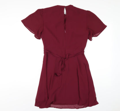 Oasis Womens Purple Polyester A-Line Size 10 Round Neck Zip