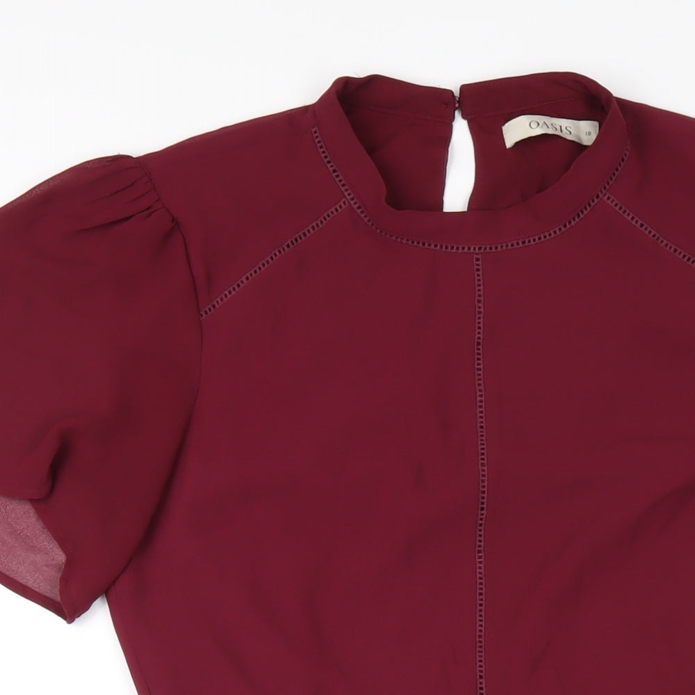 Oasis Womens Purple Polyester A-Line Size 10 Round Neck Zip