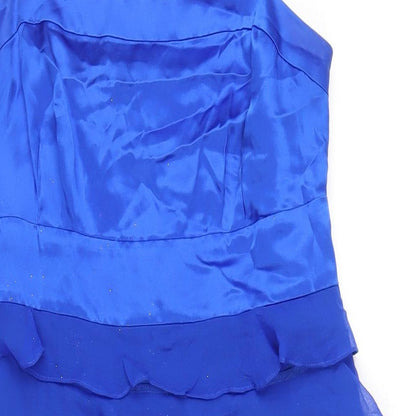 Monsoon Womens Blue Polyester A-Line Size 12 Square Neck Zip