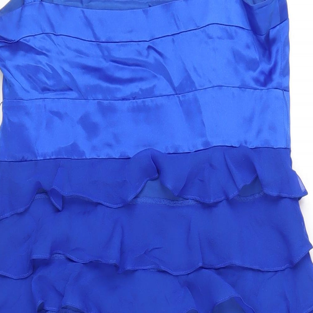 Monsoon Womens Blue Polyester A-Line Size 12 Square Neck Zip