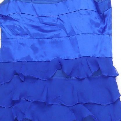 Monsoon Womens Blue Polyester A-Line Size 12 Square Neck Zip