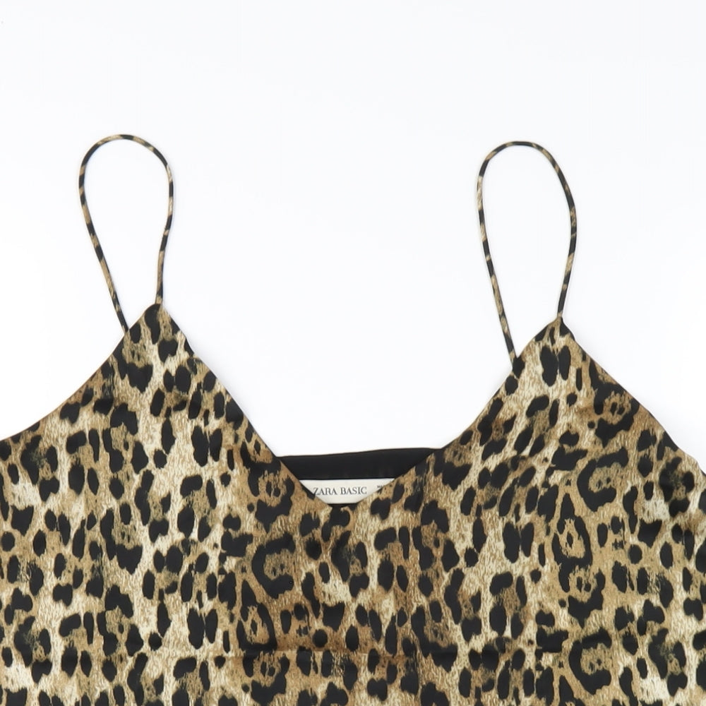 Womens UK Size S Zara Brown Camisole T-Shirt