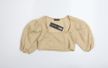 Womens UK Size L Stylewise Beige Cropped Blouse