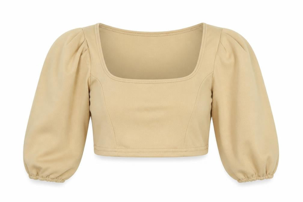 Womens UK Size L Stylewise Beige Cropped Blouse